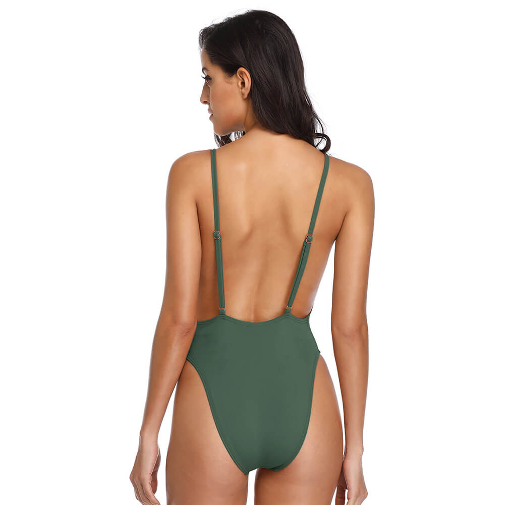 Torrance Deep VNeck Plunge Side Scoop One Piece in Emerald