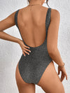 Malibu Retro 80s/90s Inspired Glamorous Silver Sparkle One-Piece Swimsuit