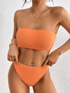 Hacienda Two Pieces Bandeau Bikini Set in Crinkle Orange