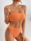 Hacienda Two Pieces Bandeau Bikini Set in Crinkle Orange