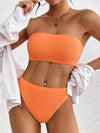 Hacienda Two Pieces Bandeau Bikini Set in Crinkle Orange