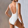 Malibu Retro 80s/90s Inspired High Cut Low Back One Piece in White Crinkle