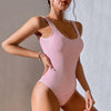 Malibu Retro 80s/90s Inspired High Cut Low Back One Piece in Pink Crinkle