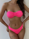 Nissi Knot Front Bandeau Bikini in Solid Rib Hot Pink