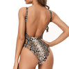 Malibu Retro 80s/90s Inspired High Cut Low Back One Piece in Brown Snake
