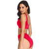 Laguna Low Scoop Crop Top High Cut Cheeky Bottom Bikini Set in Red