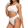Laguna Low Scoop Crop Top High Cut Cheeky Bottom Bikini Set in White