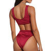 Laguna Low Scoop Crop Top High Cut Cheeky Bottom Bikini Set in Wine Red