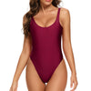 Malibu Retro 80s/90s Inspired High Cut Low Back One Piece in Wine Red
