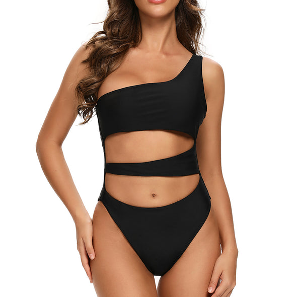 Montara Reversible One Shoulder Swimsuit in Black