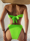 Nissi Knot Front Bandeau Bikini in Solid Rib Lime